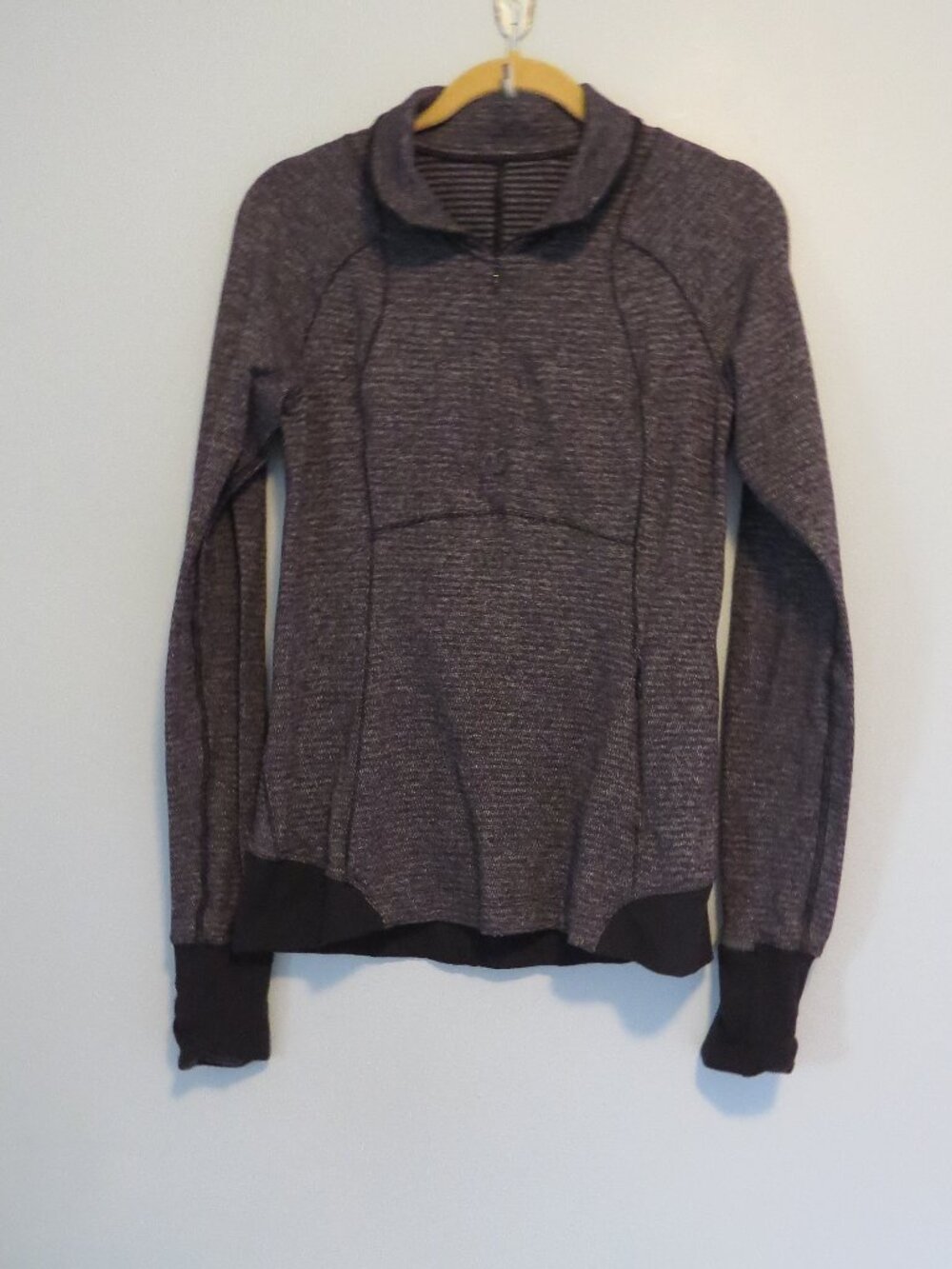 Lululemon Runderful 1/2 Zip Mini Check Black Pique Jacket Cuffins Sz 6/8